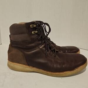 AHNU ROANOKE CORDUROY BROWN LEATHER LACE UP ANKLE SHORT BOOTS 12